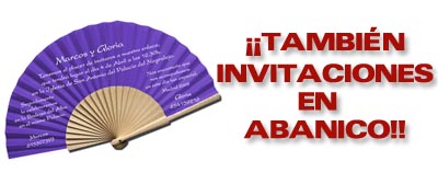 Invitaciones impresas sobre abanicos